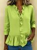 ebay spring and summer European and American new long-sleeved ruffle shirt women's shirt