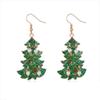 Colorful Rhinestone Drop Ear Drop Dangle Crystal Xmas Studs Christmas Tree Earrings  Fashion Women