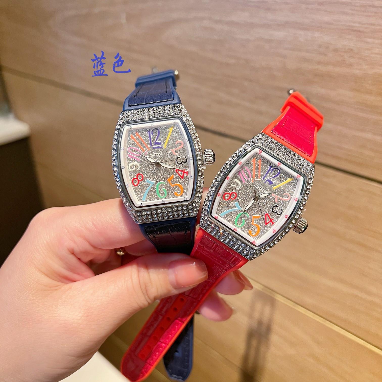 New F Home Gypsy Star Wine Barrel Series Ladies Belt Quartz Movement Diamond Colored Digital Dial Watch красный