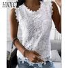 HNXC Women's Fashion Casual Solid Color Print Sleeveless O Neck Blouses & Shirts