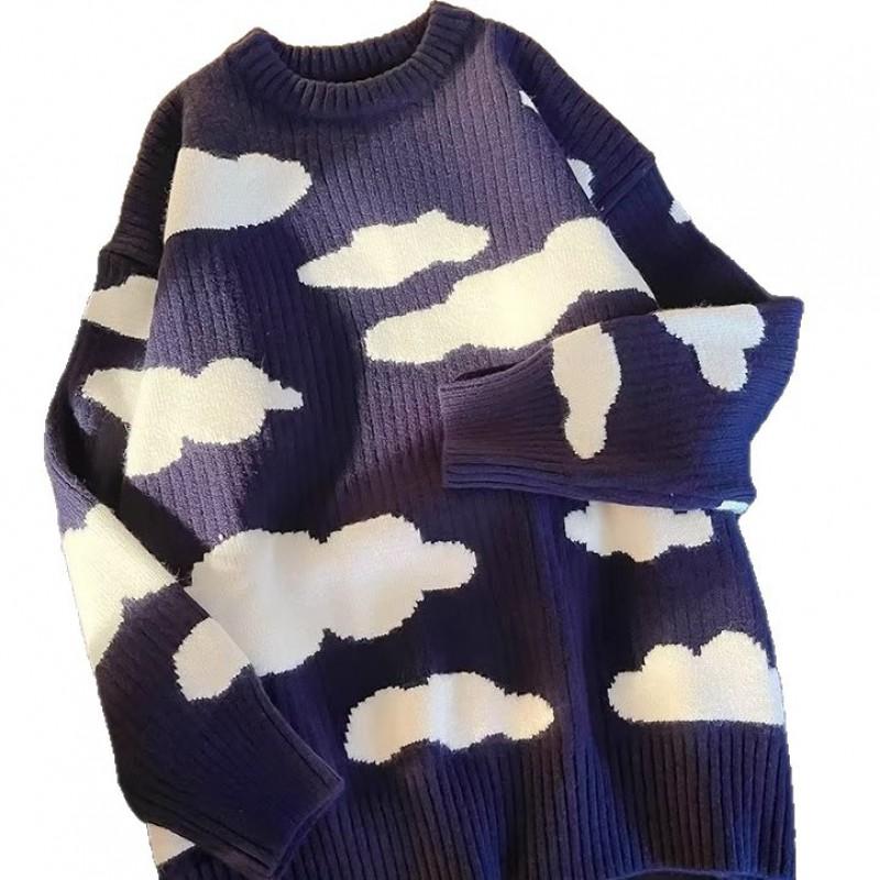 Oversized Unisex Knit Sweater In Vintage Japanese Style Soft Cloud Design Casual Wear