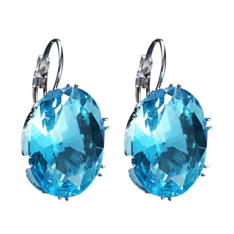 Женские серьги-гвоздики в корейском стиле квадратной формы с кубической подвеской, ювелирные изделия светло-синий