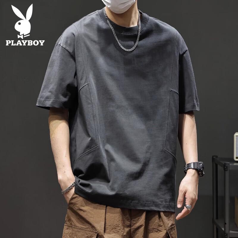 

Playboy Men s 2026 Summer Heavyweight Pure Cotton Short Sleeve T-Shirt XL