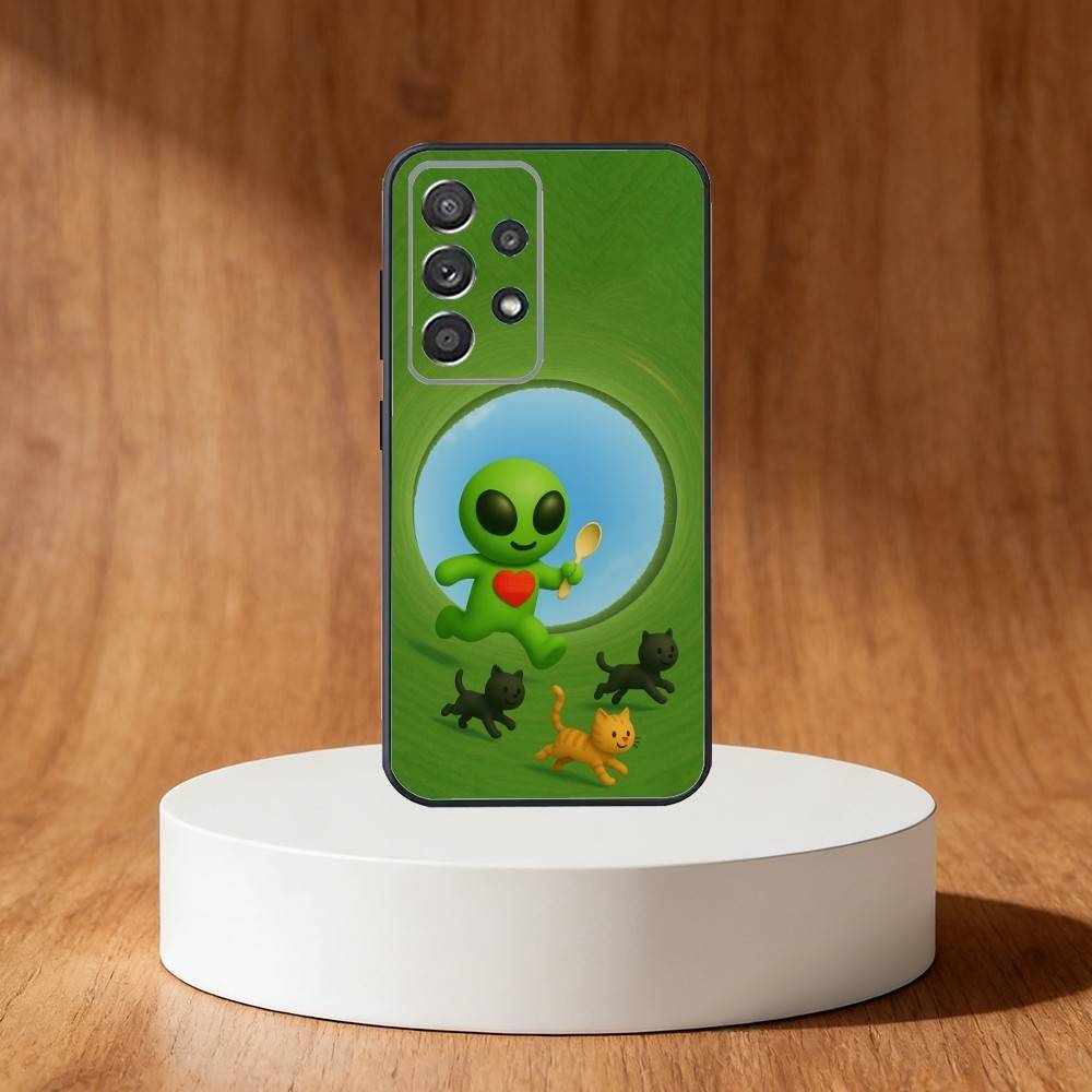 Funny Space U-UFO Alien Thing Phone Case For Samsung S25,S24,S21,S22,S23,S30,Ultra,S20,Plus,Fe,Note,10,9,5G Black Cover