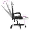 Gaming Chair with Footrest Swivel Black & White Faux Leather