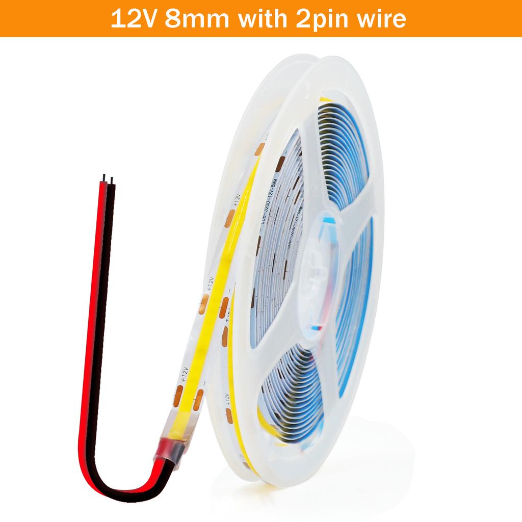 5V USB COB LED Strip 12V 3mm 5mm 8mm Width Flexible LED Tape 320LEDs COB Light with Adhesive High Density Linear Lighting