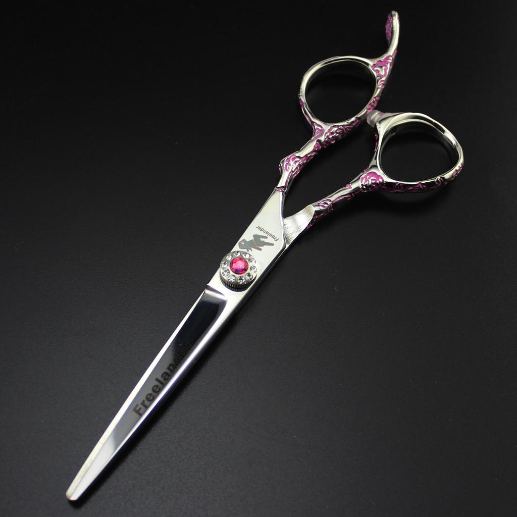 6.0 inch pink flower, plum blossom handle hair scissors, hair scissors, flat scissors, tooth scissors, thin scissors, special for hair salons