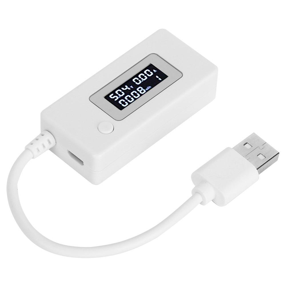 LCD-skjerm Baklys USB-detektor Amperemeter Voltmeter Ladekapasitetstester Måler 430VHvit