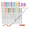 25-pack dubbelsidiga överstrykningspennor - Fin spets & mejselspets, livfulla slumpmässiga färger, perfekta för konst, skrivande och skolmaterial