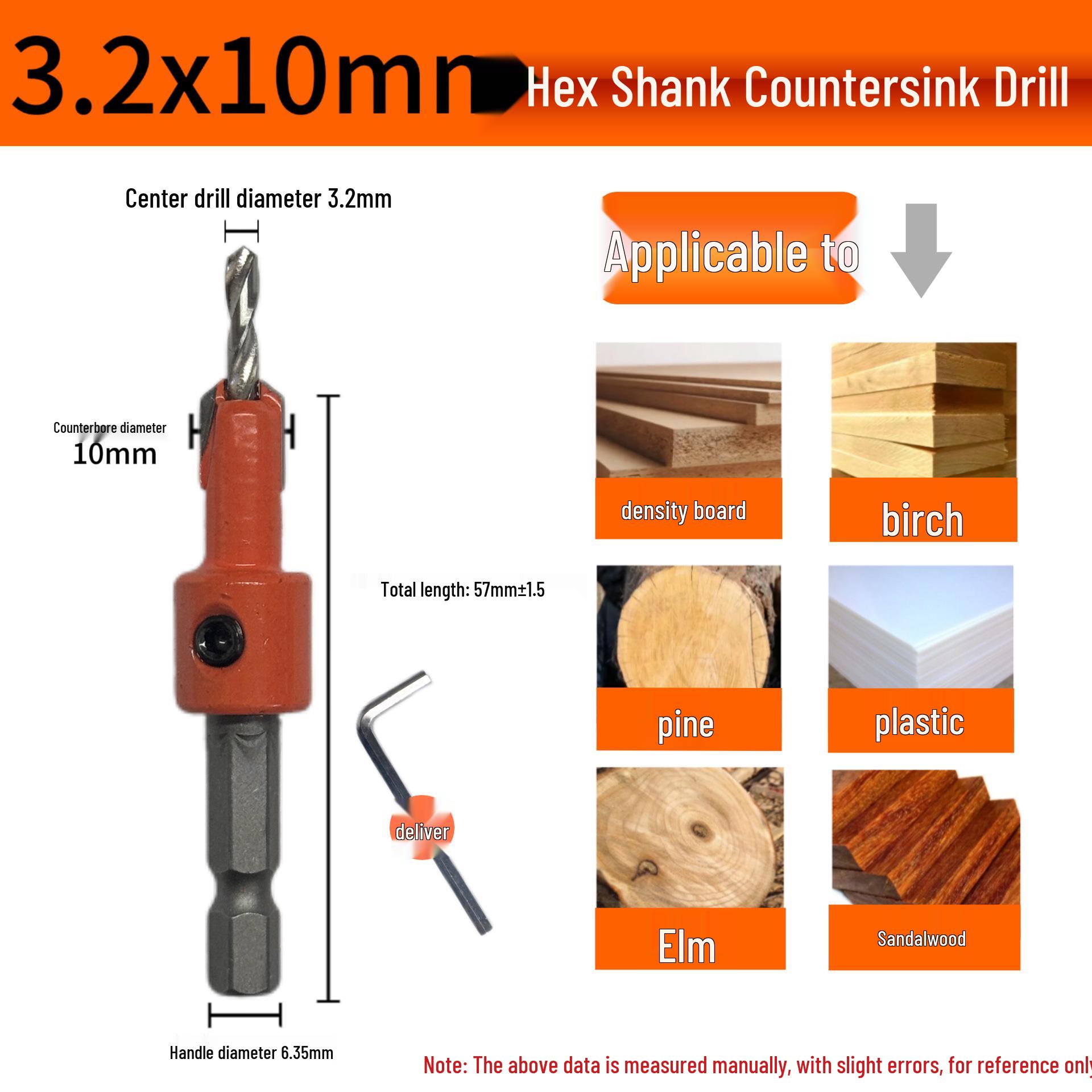 

High-Speed Steel Hex Shank Double Flute Countersink Drill Bit for Woodworking