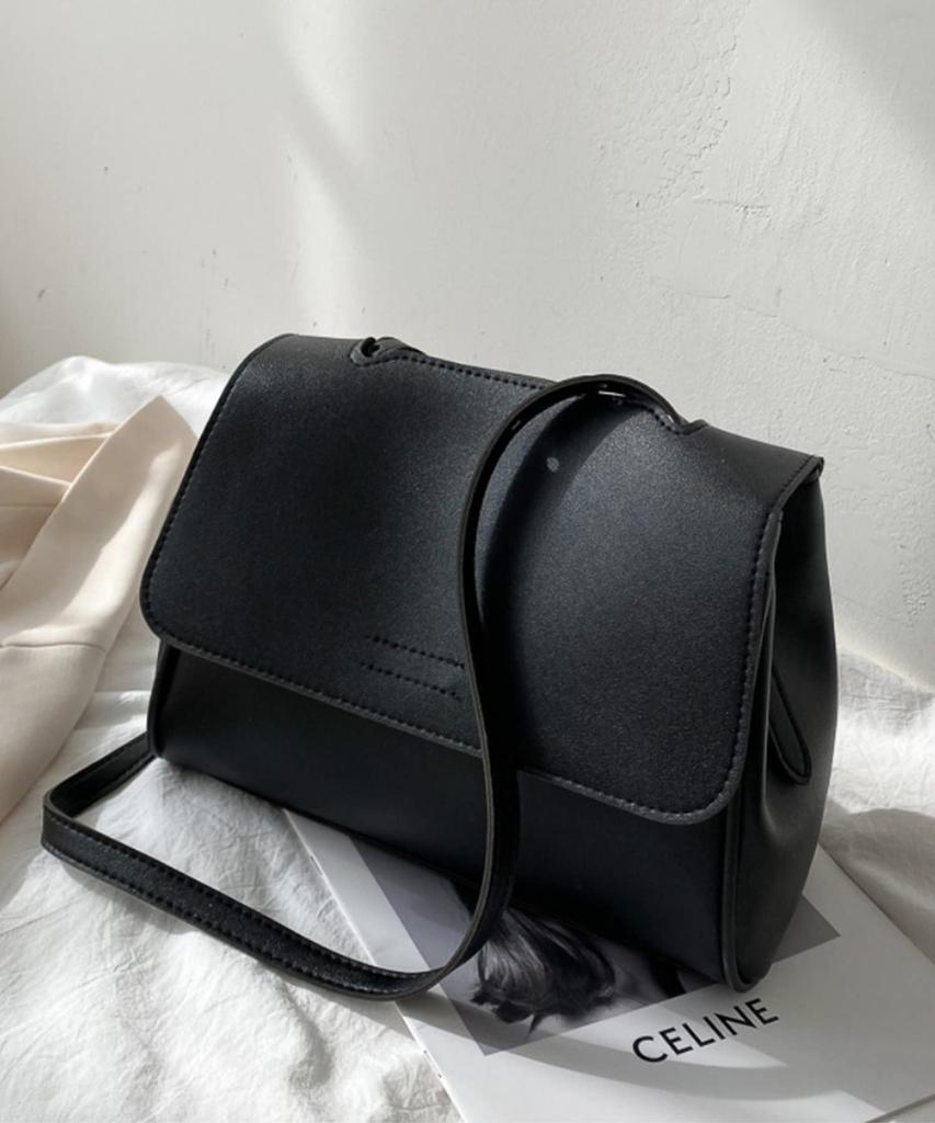 Women's Korean-inspired Shoulder Bag, Simple Square Design, Small Mini Shoulder Bag, Synthetic Leather (black)