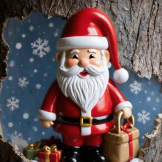 Festive Christmas Mug 3D Tree Bark Texture Themed Santa Reindeer Coffee Cup Resin Holiday Decor Novelty Gifts