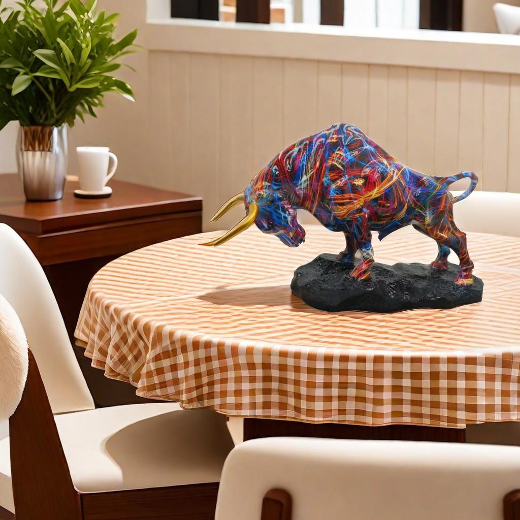 Creative Water Transfer Colorful Wall Street Bull Ornament, Resin Craft For Home Living Room Entrance Desktop Decoration