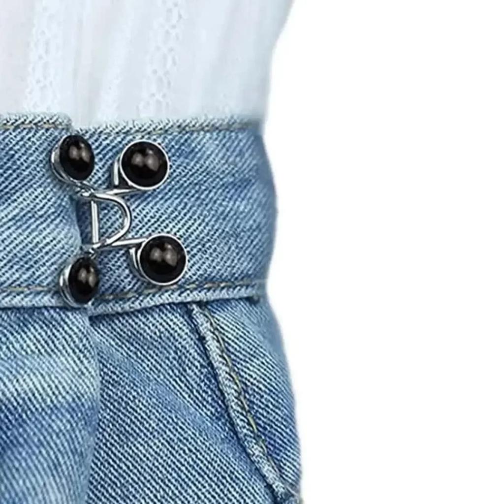 2pcs-Adjustable Waist Buckle Extender No Sewing Pant Clips Waist Tightener Button for Jeans Skirts Sleeves Fit Button Pins Tool