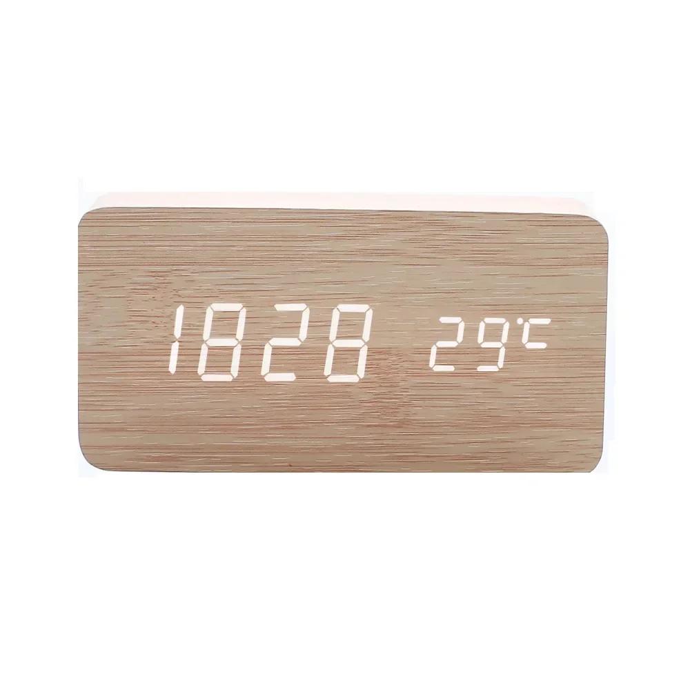 Retro Wooden Digital Alarm Clock Silent LED Luminous Creative Electronic Timepiece Fashion Decor for Students Desktop Bedside