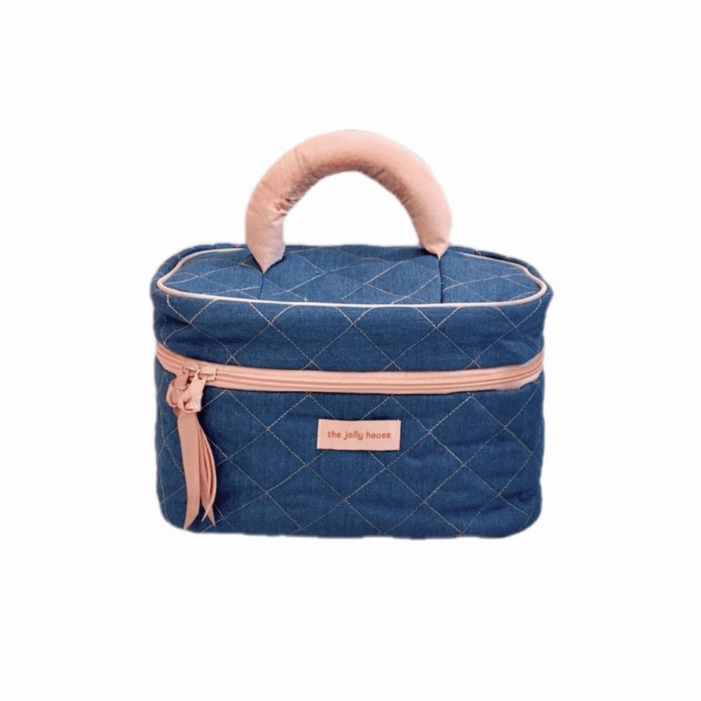 High Value Denim Pink Storage Bag Large Capacity Pencil Case Lady Handbags Toiletry Bag Makeup Storage