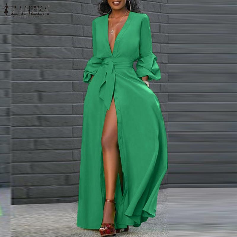 Tcremisa Women's V Neck Long Sleeve Shirt Dress - Side Split, Ruched High Low Hem Tunic Blouse
