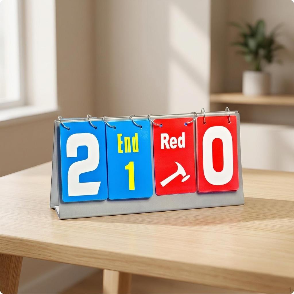Tabletop Score Keeper with Flip Cards Foldable for Curling Training, Coaches