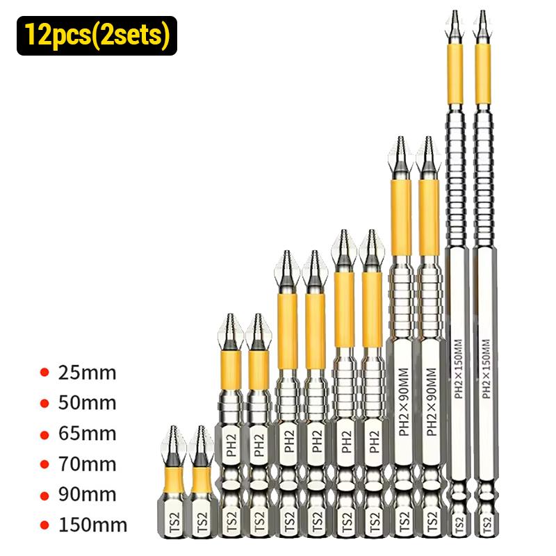 25/50/65/70/90/150mm PH2 Magnetic Batch Head Cross Screwdriver Bits TS2 Alloy Steel Non-slip Electric Screw Driver Hand Tools