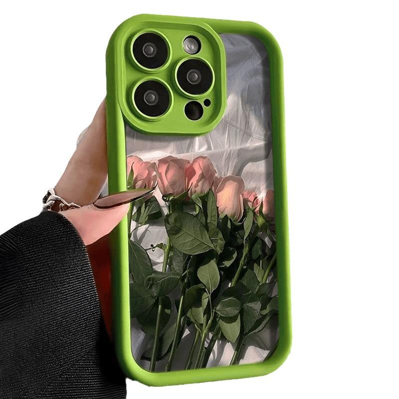 iPhone 14 Pro Max Pink Rose Silicone Case, Drop-Proof, Full Coverage for 11/12/13/XR