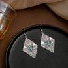 Personalized Geometric Quadrilateral Ear Hook Female, Retro Exaggerated Rhombus Metal Earrings, High-End Earrings.