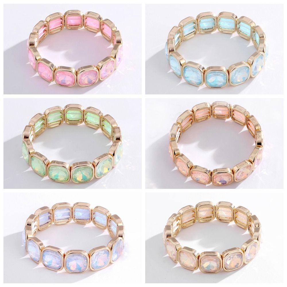 Square Glass Bracelets Beaded Bracelets Boho Crystal Beads Bracelet  Gift