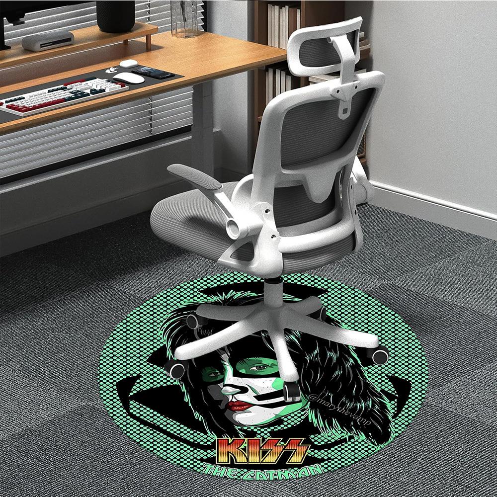 

1PC KISS Band Office Round Rug - Perfect for Office or Study Decor, Machine Washable, Non-Slip Backing, Decorative Floor Mat 80cm