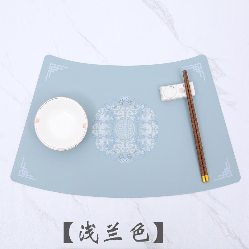 Western food mat PVC leather oil-proof and waterproof fan-shaped dining table mat Chinese tableware mat New Chinese plate