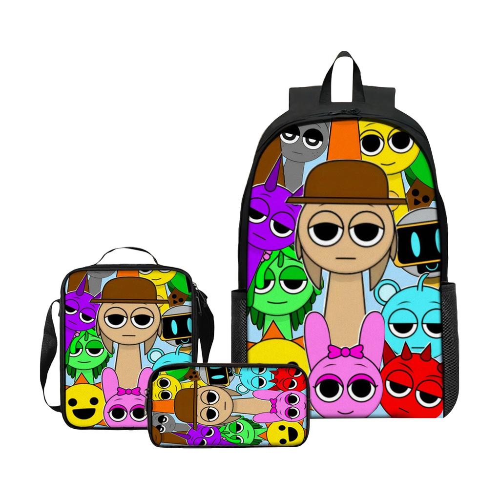 Anime Peripheral Printed Backpack, Personalized Backpack Storage Bag,Three Piece Backpack Shoulder Bag  Pencil Case Set,School Supplies