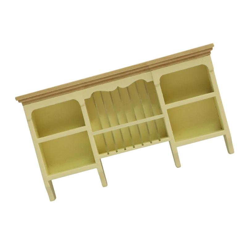 Kids Pretend Play Wooden Wall Mount Cabinet Doll House Furniture Easy Assembly Storage Shelf Educational Scene Decoration