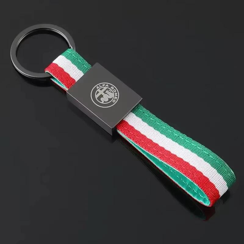 1PC Luxury Leather Car Badges Keychains for Alfa Romeo Logo 159 Giulietta Giulia GT 156 Mito Stelvio Key Chain Rings Accessories VD7 12s