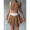 Damen Zweiteiliges Tennisrock-Set, Sport-BH & High-Waist-Faltenrock zum Laufen, Fitnessstudio, Fitness