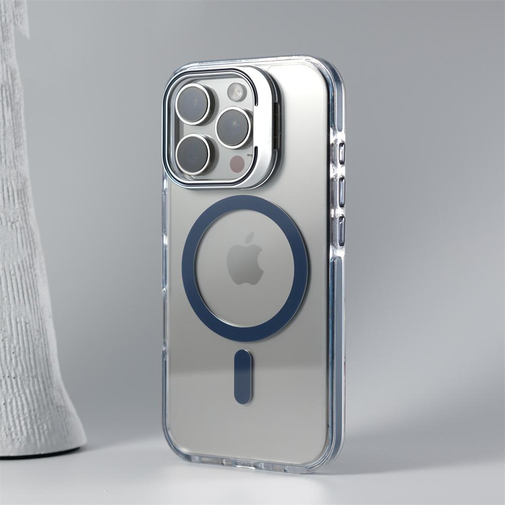 Luxury Lens Holder Shockproof Magnetic Case For iPhone 16 15 14 Plus 13 12 17 Pro Max 17Air 16e Magsafe Fashion Clear Cover