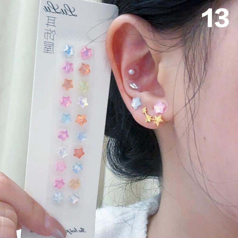 Fashion Bowknot Colorful Rhinestone Pearls Ear Point Stickers Ear Pressure Stick Acupuncture Auricular Ear Stickers Massage