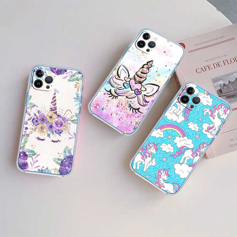 RE17 Cartoon Unicorn Transparent Phone Case for Motorola Moto Edge 20 30 40 50 S30 Fusion Ultra Pro Neo Lite + G200 G23