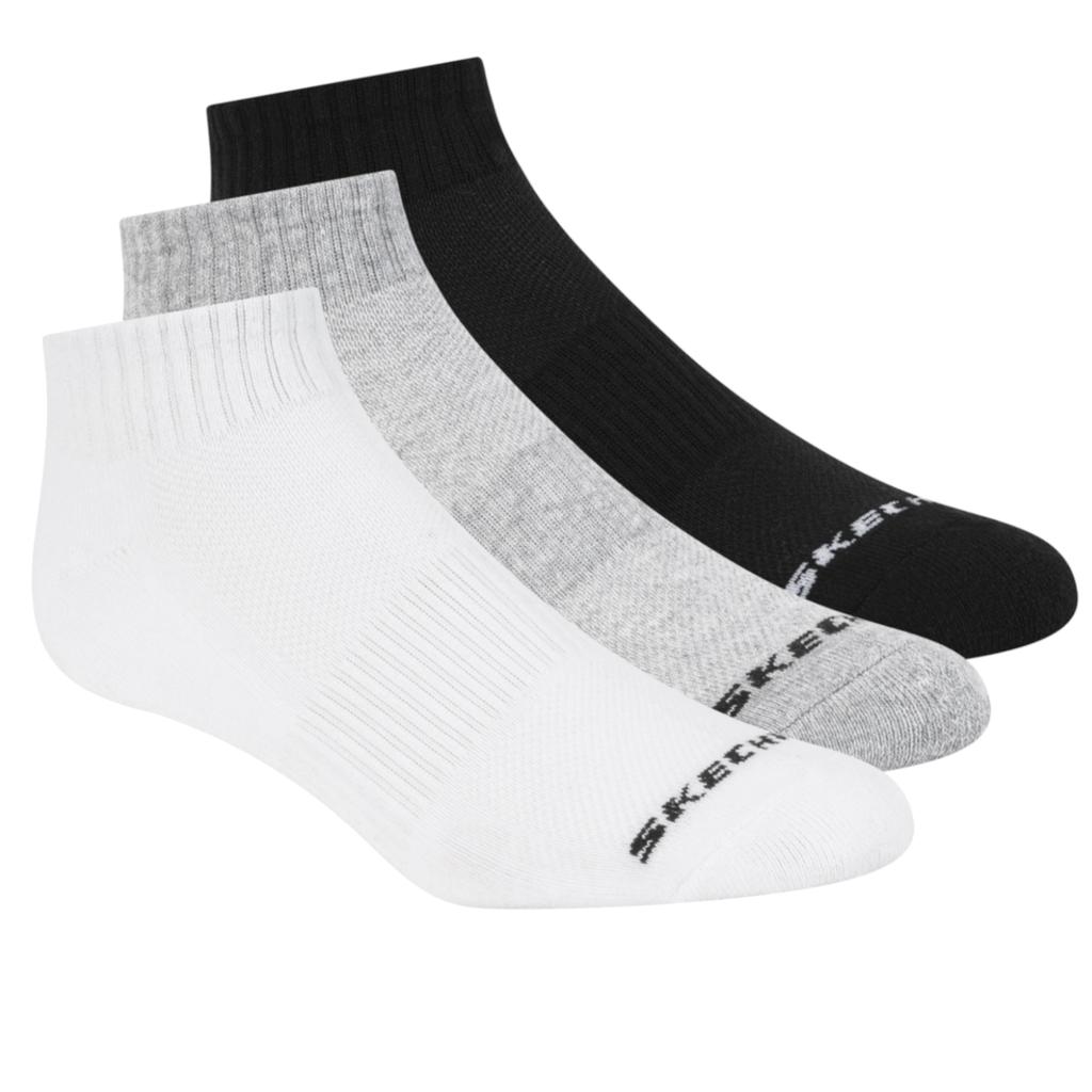 Skechers 3pk Unisex Terry Qtr Crew, Unisex white Socks