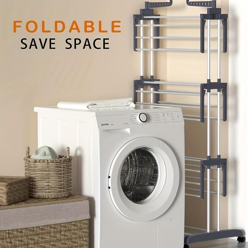 1 drying rack, 67.7 inches high, folding clothes rack, 4 layers of clothes rack, clothes drying rack with two side wings - gray