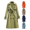 Windproof Women Trench Coat Double Breasted Long Overcoat with Belt and Notch Lapel Classic Outerwear for Fall Winter