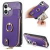 For iPhone 16 Plus Case Zipper Pocket Kickstand Leather Phone Back Cover