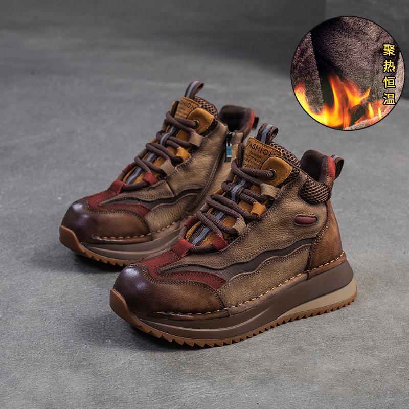 

Модные женские ботинки GKTINOO 4 см из натуральной кожи, женские ботильоны на платформе и танкетке, плюшевые теплые повседневные осенне-зимние модные кроссовки на толстой подошве 250