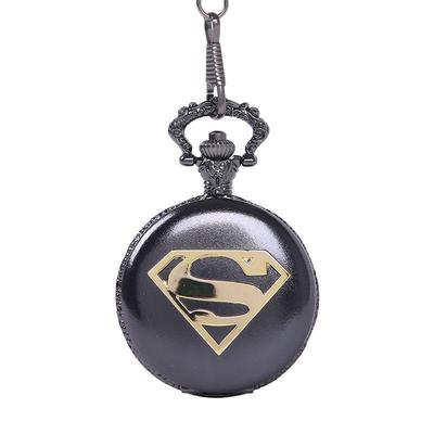 Retro Zwart en Goud Superman Zakhorloge met Grote Initiaal en Dikke Ketting, Stijl 1024