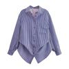 2024 Winter Women's European & American Batwing Sleeve Striped Shirt