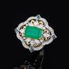 Simulated Emerald Paraiba Pendant Red Zircon Ring Tourmaline Necklace Banquet Wedding Jewelry Set
