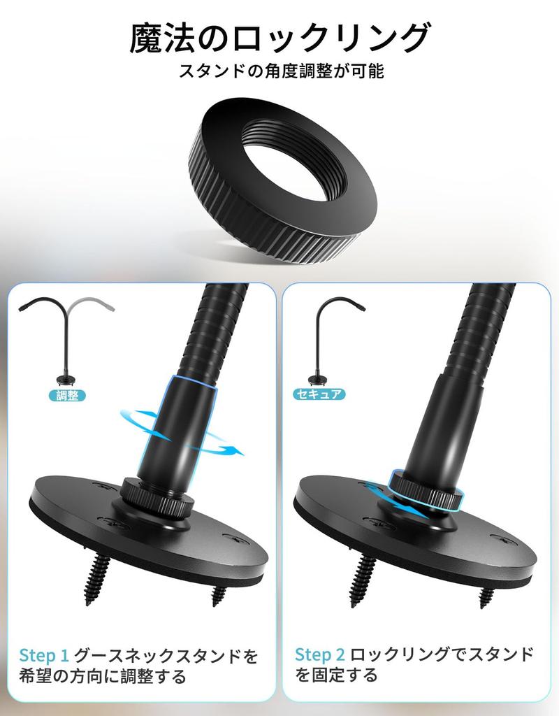 Etour 50cm Gooseneck Microphone Arm Stand, Tabletop and Wall Mount, with Flange Mounting Base and Sturdy Flexible Microphone Arm, Ideal for Podiums,