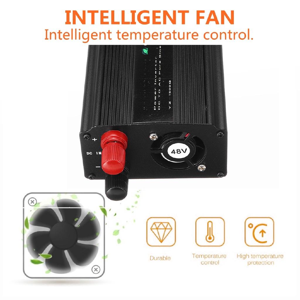 Pure Sine Wave Inverter 1500W 50HZ DC12V/24V/48V To AC220V Power Converter Booster For Car Inverter