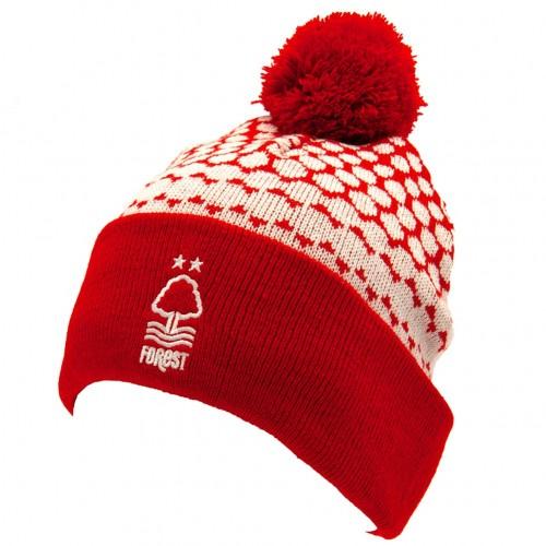 Nottingham Forest FC Knitted Turn Up Bobble Hat