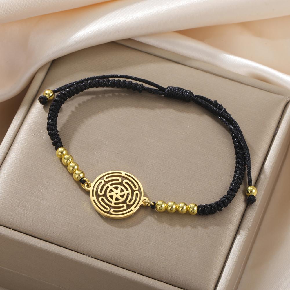 Dawapara Wheel of Hecate Bracelet Wiccan Goddess Ancient Greek Blessing Protection Prosperity Symbol Stainless Steel Jewelry