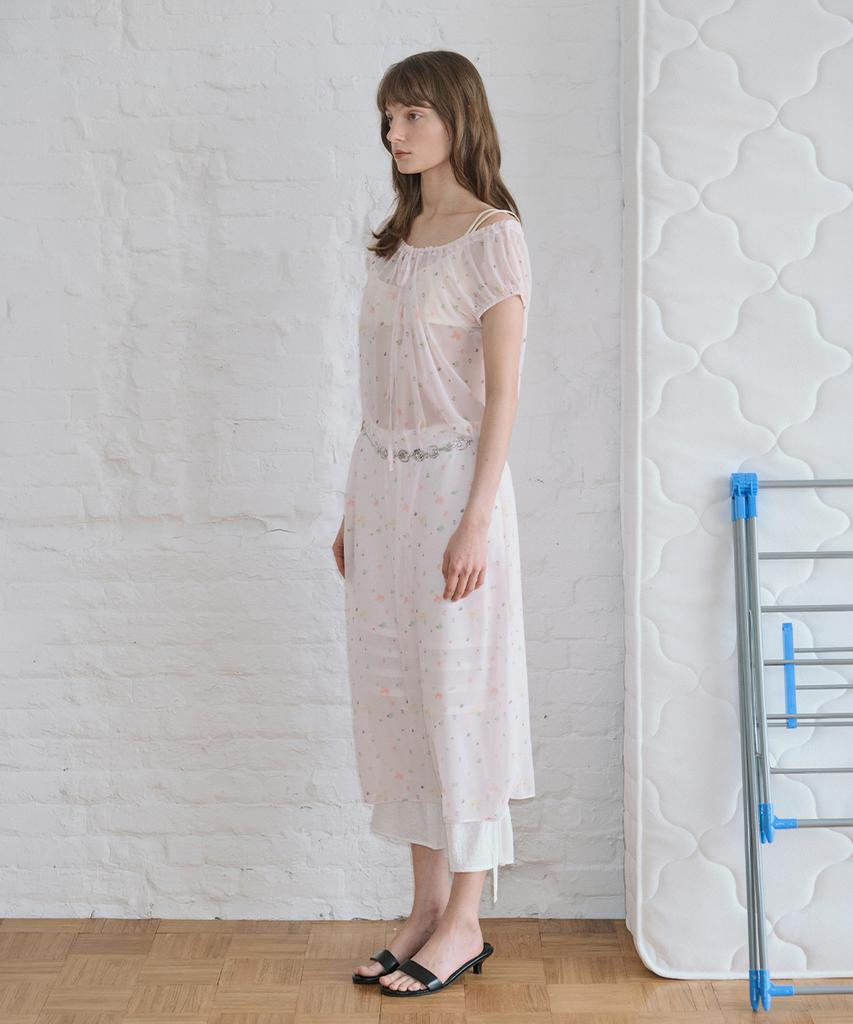 SINOON Pale Flower Long One-Piece (Pink)