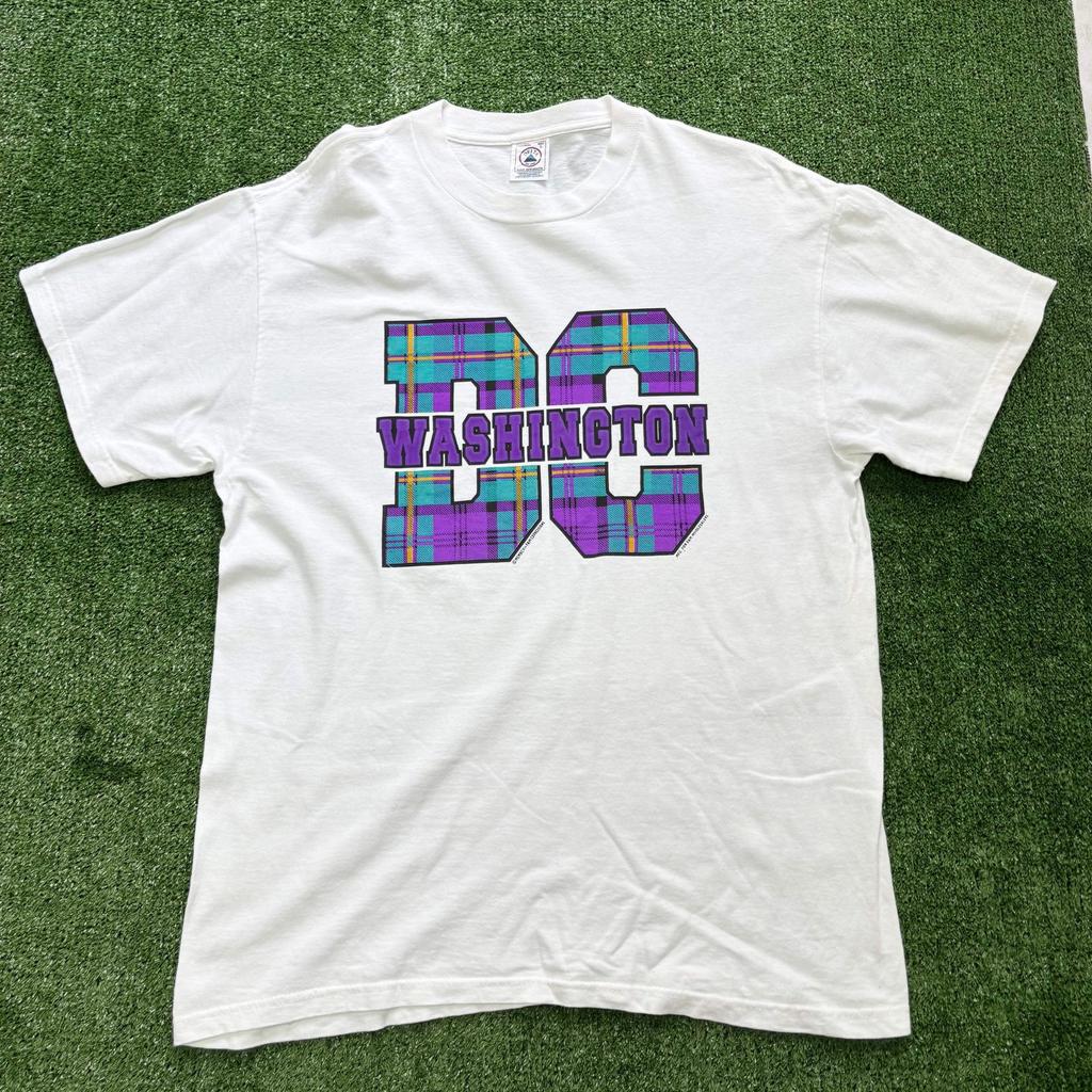 Vintage T Shirt Mens Large White Graphic Print 90s USA Tourist