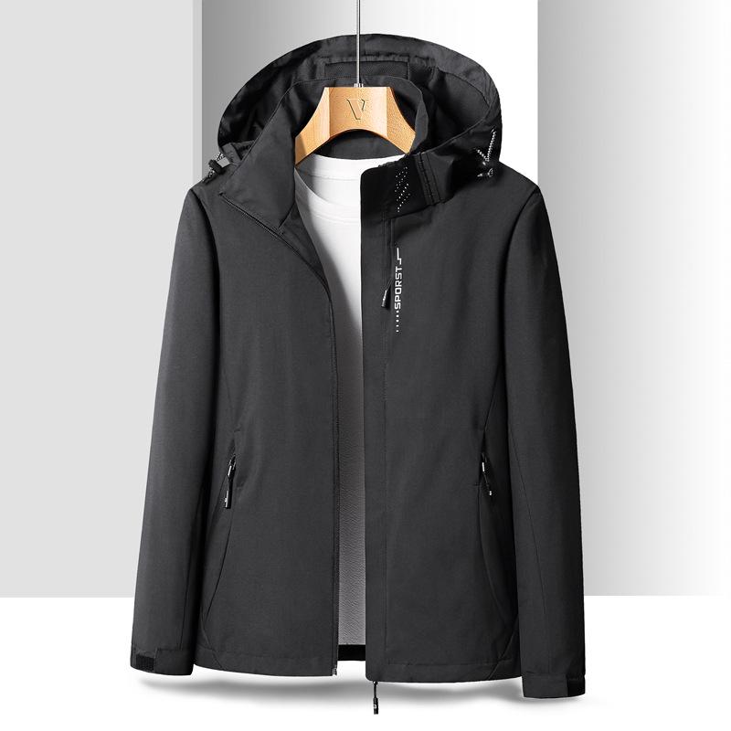 

Унисекс водонепроницаемая ветровка: Однотонная уличная куртка для весны и осени 3XL (Men: 160-180 jin, Women: 135-145 jin)